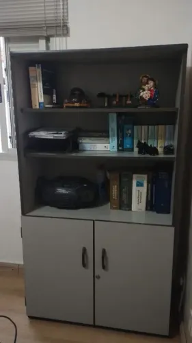 Armário de madeira com 3 prateleiras e 2 portas