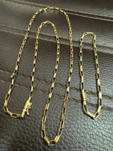 Conjunto Corrente e Pulseira de ouro 3.21g 18k procedência garantia eterna