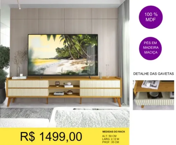 RACK DE SALA 100% MDF A PRONTA-ENTREGA 
