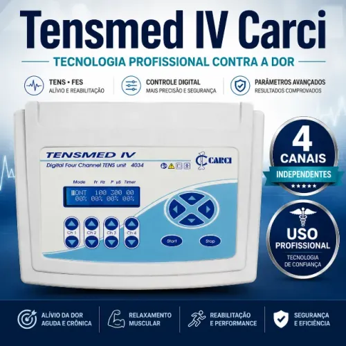 Tensmed IV Carci TENS FES 4 Canais Seminovo Aparelho de Fisioterapia