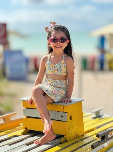 Conjunto Crochê Infantil (Top + Saia) - Menina 4 Anos