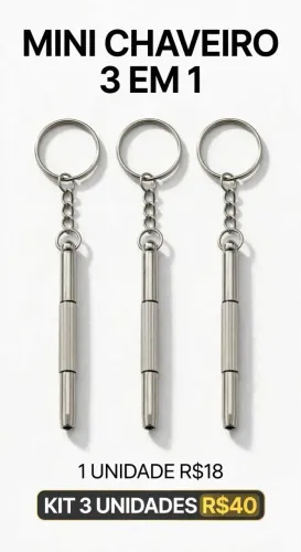 Chaveiro Mini Chave de Fenda 3 em 1 - R$18 ou KIT 3 por R$40 Novo