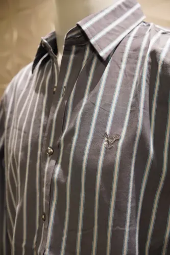 camisa social american eagle cinza com listras tamanho g