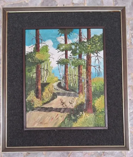 Pintura de bosque em telaa 40x60cm, com moldura