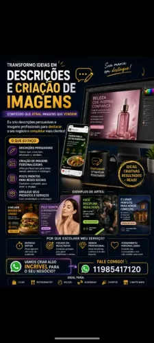 Criação de descrição, e imagens para sua marca ou seu negócio