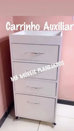 Carrinho auxiliar novo 100% MDF branco