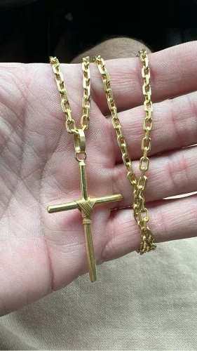 Vendo cordão de prata banhado a ouro 18 k novo com 70 cm