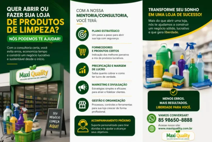 "ABRA SUA LOJA DE PRODUTOS DE LIMPEZA COM POUCO CAPITAL, QUÍMICOS E DESCARTÁVEIS" 