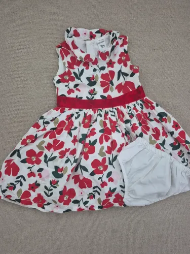 Vestido de Festa Carter's Bebê Menina Floral Vermelho 18 Meses ? Com Calcinha