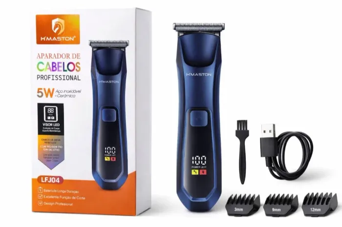 Máquina de Cortar Cabelo Profissional Sem Fio H?Maston LFJ04 LED 5W Recarregável