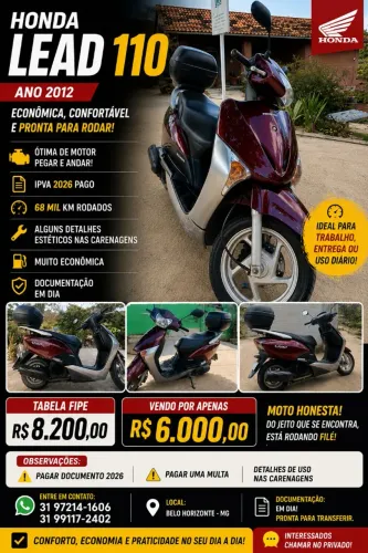 VEMDO MOTO HONDA LEAD 110 PRA SAIR LOGO