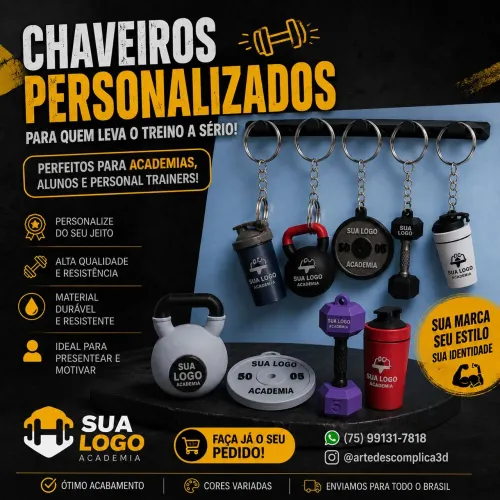 Chaveiros personalizados academia