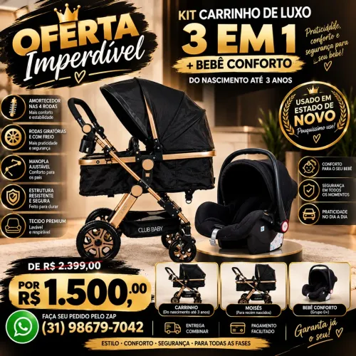 Carrinho e bebê conforto luxo