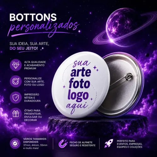 Bottons personalizados kit com 25 unidades