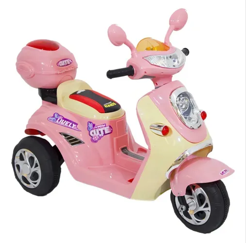 Moto Elétrica Infantil Rosa 6V Bel Fix comLuzes e Som Buzina