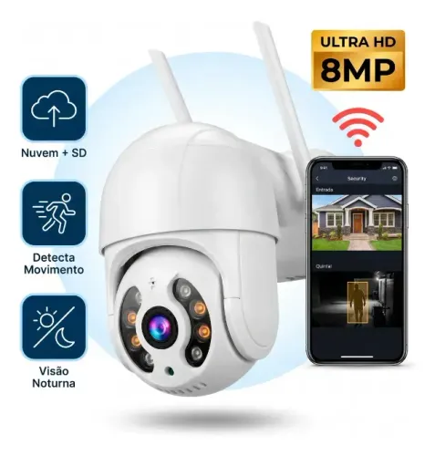 Câmera De Segurança Ip Wifi A8 Full Hd Icsee Ptz 355° Com Visão Noturna Áudio Bidirecional