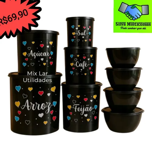 KIT MANTIMENTOS 9 PÇ PLÁSTICO RESISTENTE 