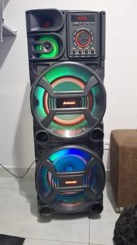 Caixa Som Amplificada Bluetooth 1500W Rms Usb Mp3 Fm Led Tws Bivolt Aca 1501 Pesadão - Amv