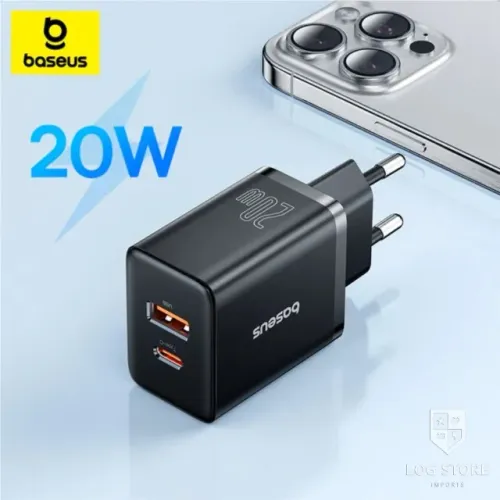 Carga rápida de verdade para iPhone e Android Carregador Baseus 20w USB + C Original