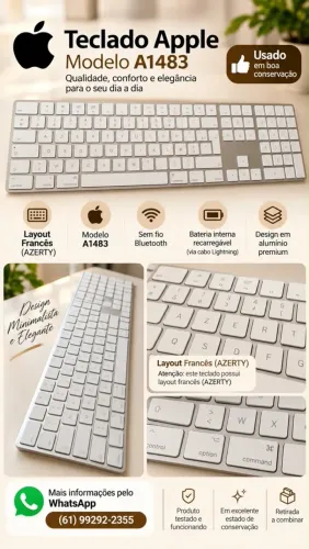 Teclado Apple Magic Keyboard A1483 Bluetooth Francês AZERTY