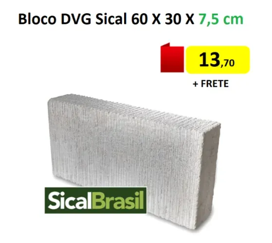 Bloco Sical DVG 60x30x7,5cm direto de Fábrica em BH