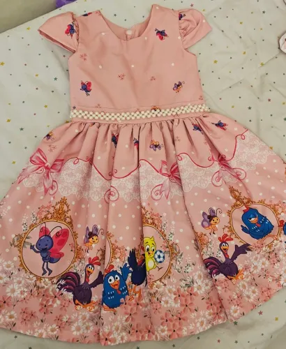 Vestido de festa Galinha Pintadinha Luxo Rosa Tam. 4