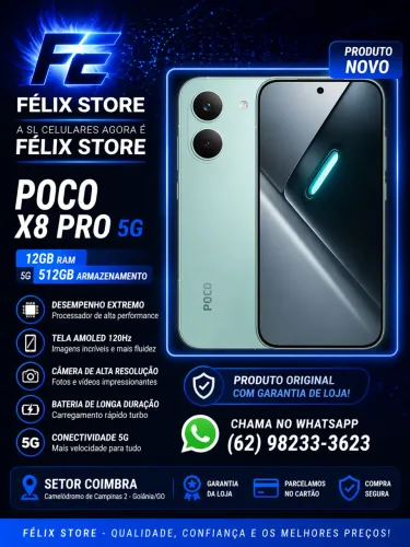  Poco X8 Pro 5G 512GB 12GB RAM Verde | FÉLIX STORE Goiânia com Garantia