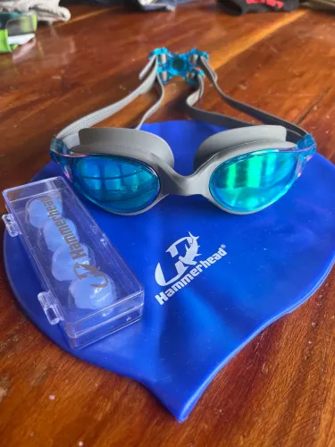 Kit Natação Hammerhead Original - Óculos Cruiser Mirror + Touca + Protetor