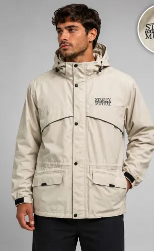Jaqueta masculina tam GG bege corta vento North End