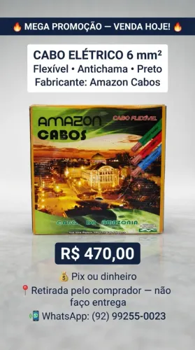 Peça de cabo elétrico 6mm² preto