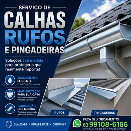 Serviços de Calhas, rufos e pingadeiras