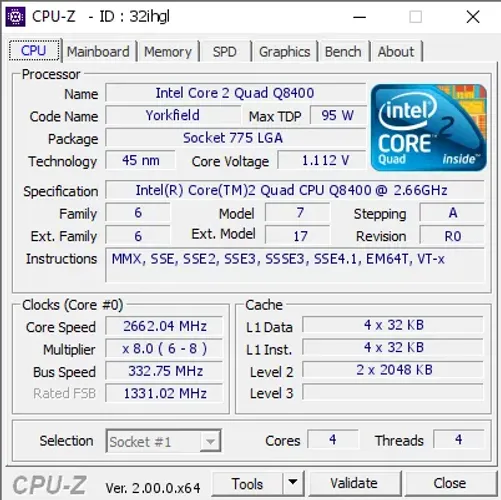 vendoCore 2 Quad e8.400 4/4 ghz 3,00