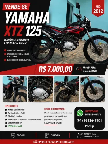 Vendo XTZ linda. Ótima pra interior