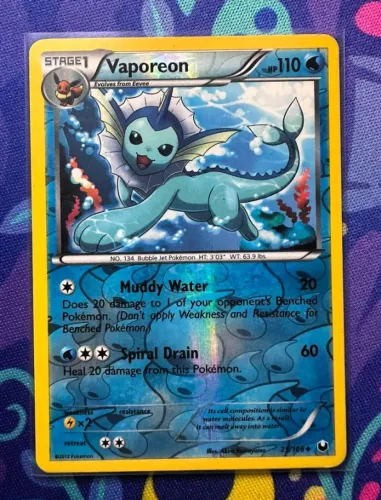 Carta Vaporeon Reverse Foil Ingles SP Pokemon TCG
