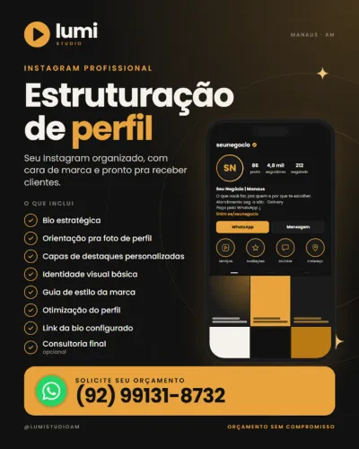 Estruturação de perfil no Instagram - Manaus | Lumi Studio