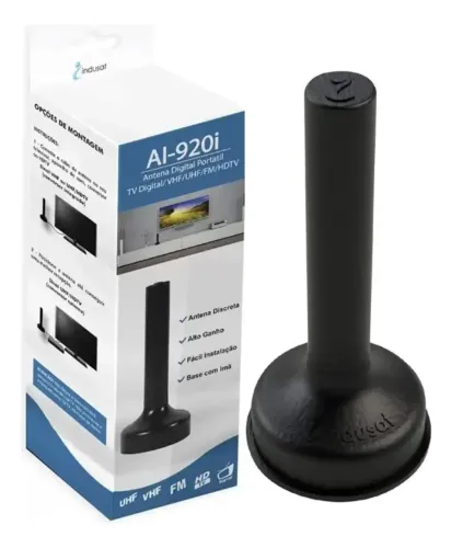 Antena Digital Interna Portátil 1,5 Metros com base de imã
