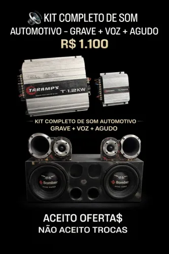 Kit Som Automotivo Completo 1200W Grave + Corneta JBL + Módulos Taramps