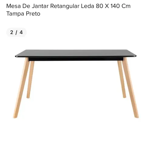 Mesa De Jantar Retangular Leda 80 X 140 Cm tampo branco