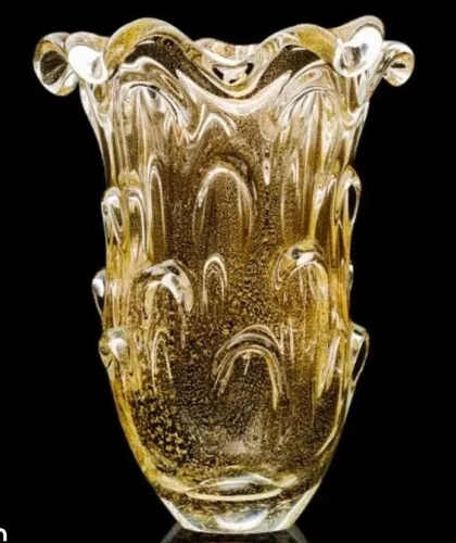Vaso cristal Murano com ouro 24k