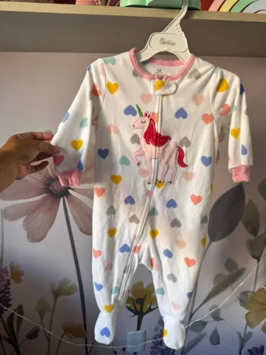 MACACAO INFANTIL DE ZIPER DO UNICORNIO COM PERNA COBERTA 