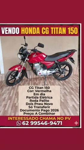 Vende-se Honda CG Titan 150 ESD vermelho 2008 documento pago 2026