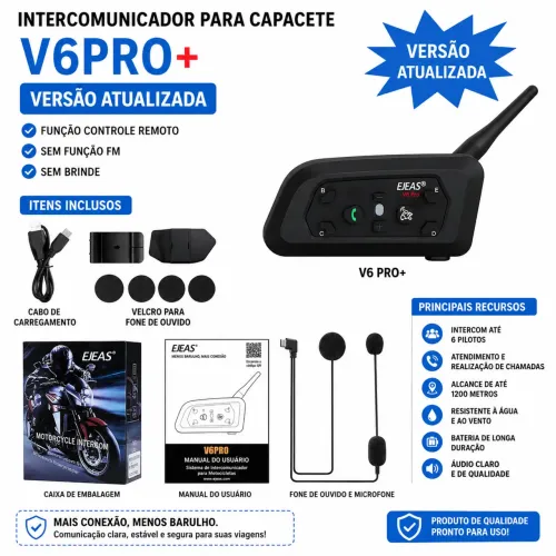 Ejeas v6 pro + fone para capacete