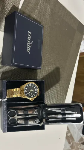Kit Relógio Condor Masculino Dourado Co2115ncg/ k4a Dourado Preto * 