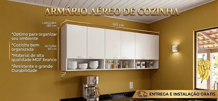 Armário de cozinha aéreo 6 portas