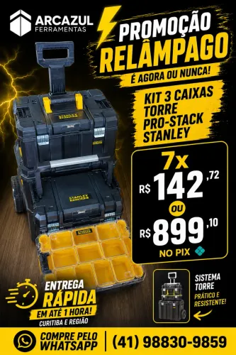 Torre de caixas para Organização de ferramentas 3 peças Stanley