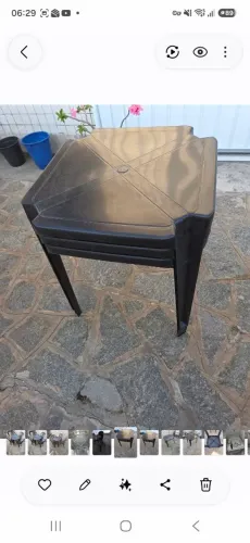 Mesa plástico cor preta três unidades 60 a unidade