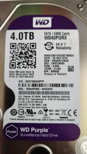 HD WD Purple 4TB Surveillance 3.5 SATA WD40PURZ