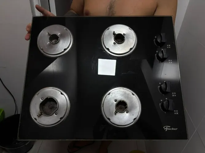 Cooktop Fischer 4 Bocas a Gás - vidro preto (funciona)