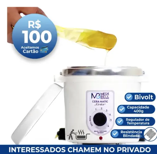 Termocera Aquecedor de Cera Mega Bell Cera Matic Junior 400g Bivolt Branca