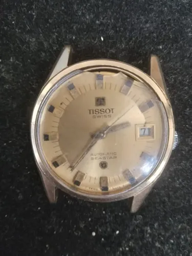 Relogio Tissot Seastar Automatic dourado anos entre 1960 e 1970, mostrador dourado